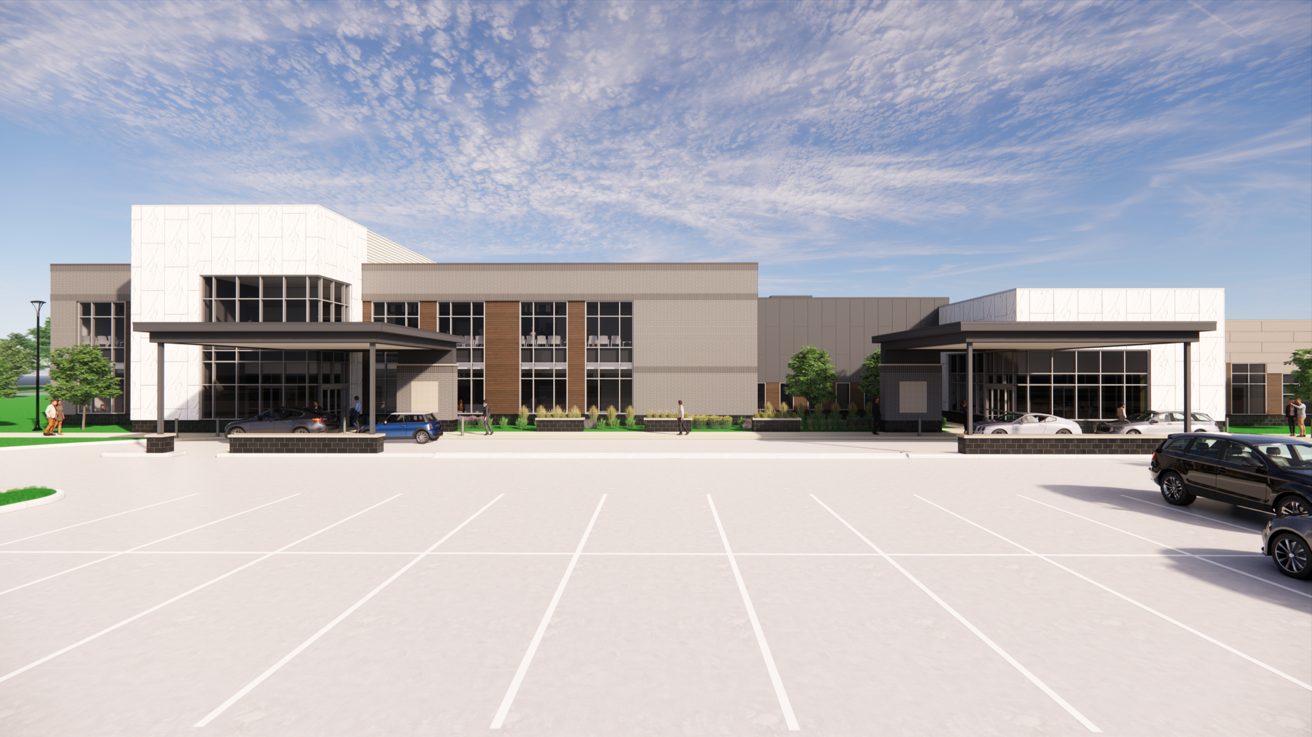 South elevation, medical office building and surgery center entries
