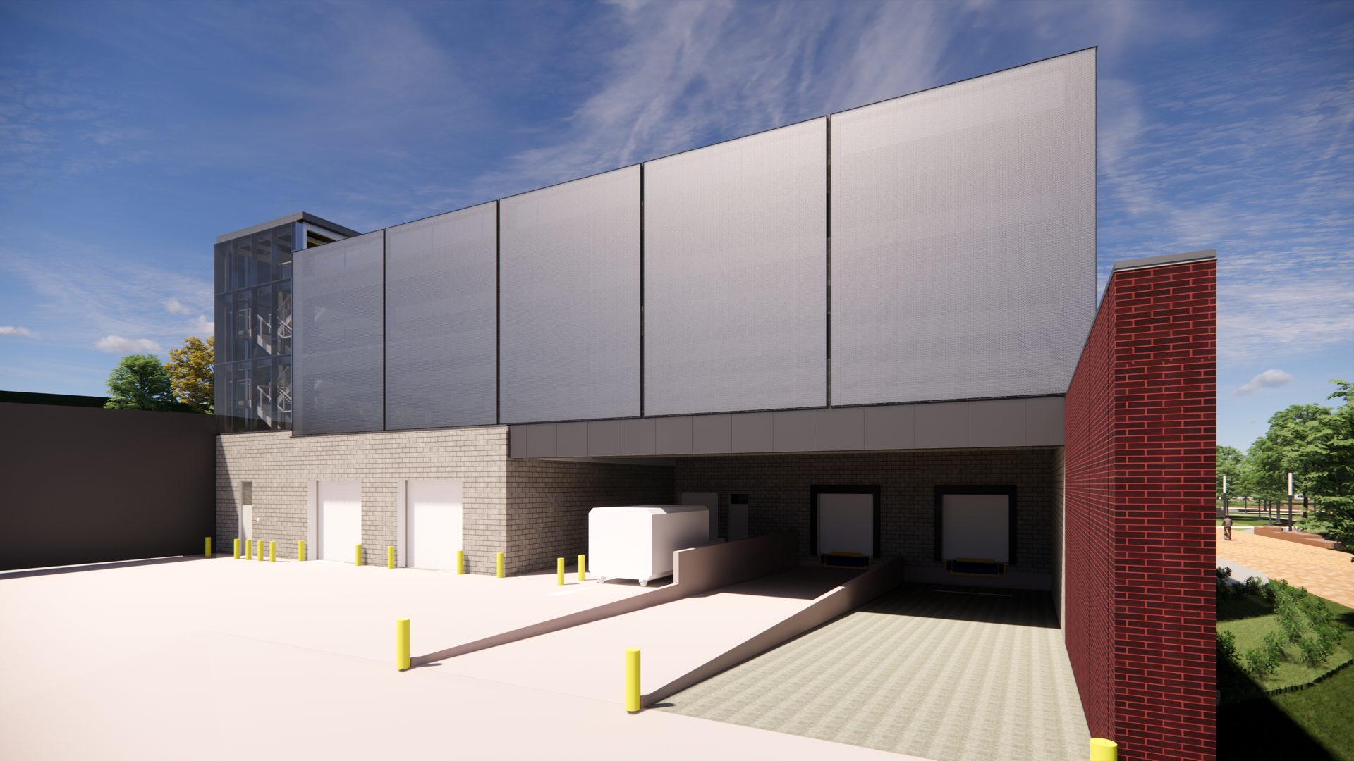 West elevation with Kaynemaile mesh screen